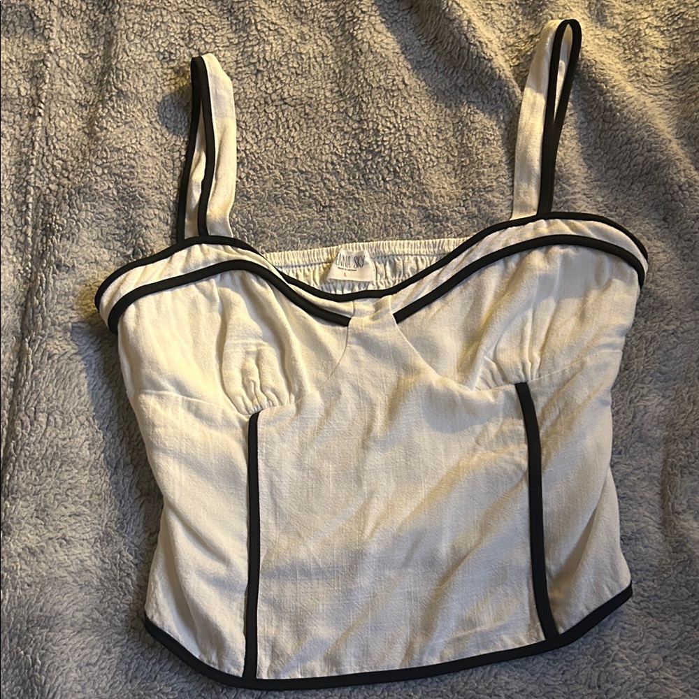Sienna Sky Ivory Tank with Black Accents